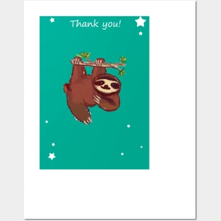 Thank You - Hanging Tree Sloth Posters and Art